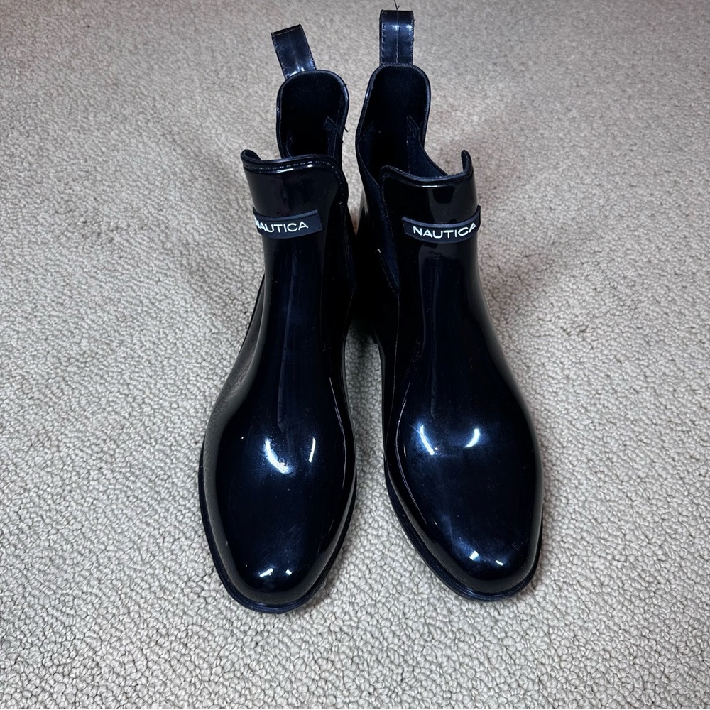 Nautica Black Chelsea Rain Boots Sz 8